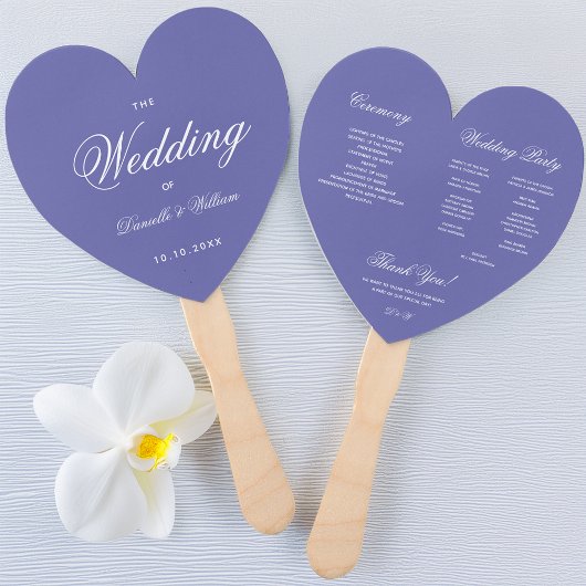 Violet Heart Wedding Program Calligraphy Fächer