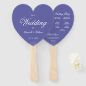 Violet Heart Wedding Program Calligraphy Fächer (Vorne und Hinten)