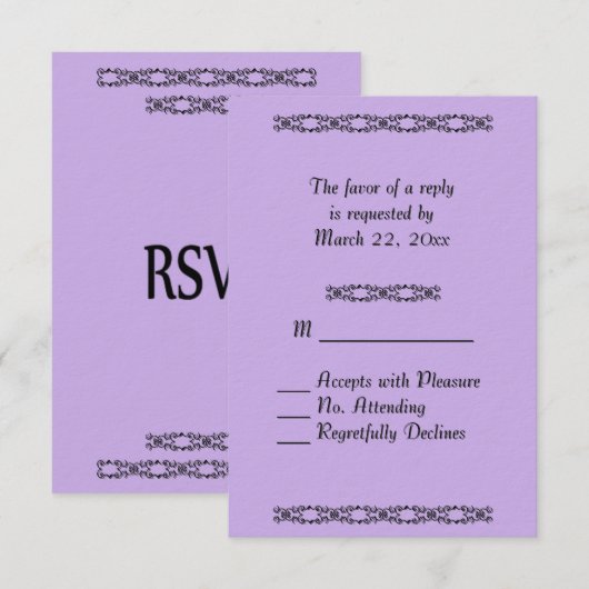 Violet Hochzeit RSVP Karte (Vorne/Hinten)