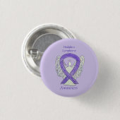 Violet Hodgkins Lymphoma Ribbon Angel Buttone Button (Vorne & Hinten)