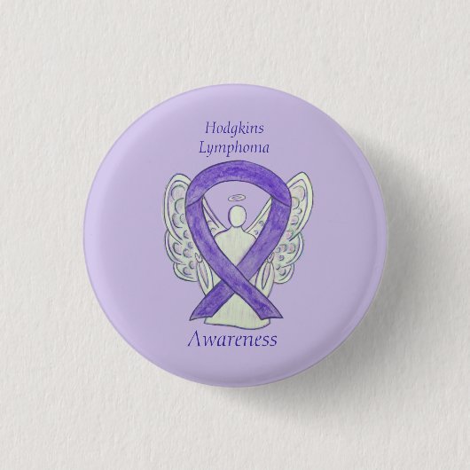 Violet Hodgkins Lymphoma Ribbon Angel Buttone Button (Vorderseite)