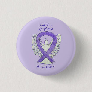 Violet Hodgkins Lymphoma Ribbon Angel Buttone Button