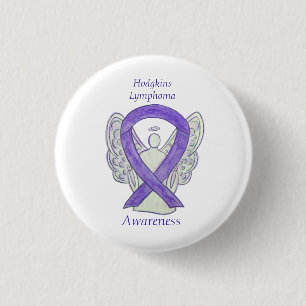 Violet Hodgkins Lymphoma Ribbon Angel Buttone Button