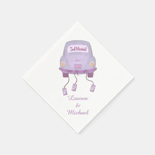 Violet Honeymoon Car Wedding Serviette (Ecke)