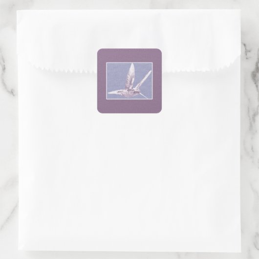 Violet Hummingbird Quadratischer Aufkleber (Tasche)