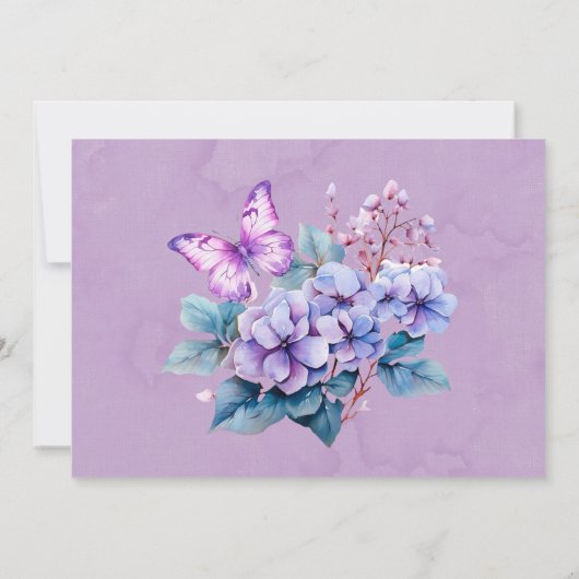 Violet Hydrangea Floral Butterfly Danke Karten (Rückseite)