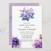 Violet Hydrangea Floral Butterfly Polterabend Einladung (Vorne/Hinten)