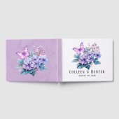 Violet Hydrangea Floral Butterfly Wedding Gästebuch (Voll)