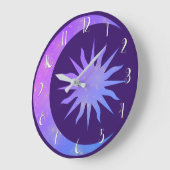Violet Indigo Lila Moon & Sun Zen Große Wanduhr (Winkel)