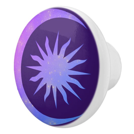 Violet Indigo Lila Moon & Sun Zen Schlafzimmer Keramikknauf (Rechts)
