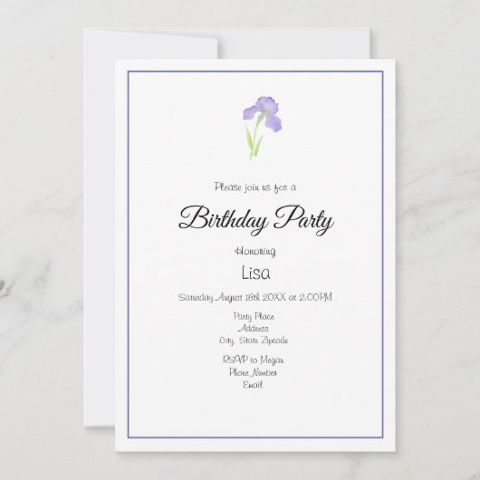 Violet Iris und Iris Pattern Einladung (Vorderseite)