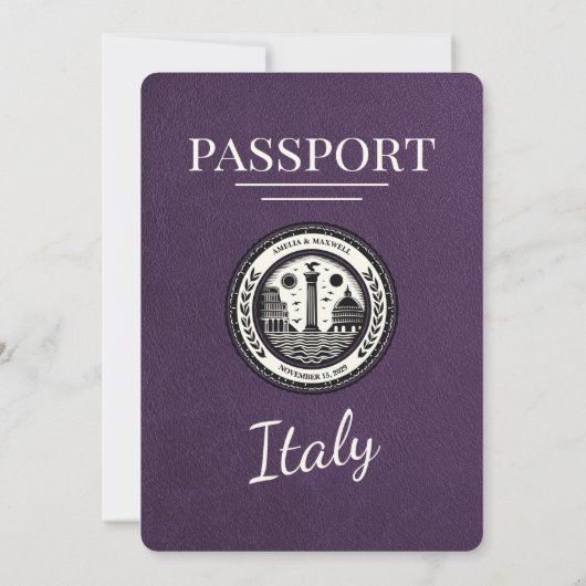 Violet Italien Pass Einladung zur Hochzeit (Rückseite)