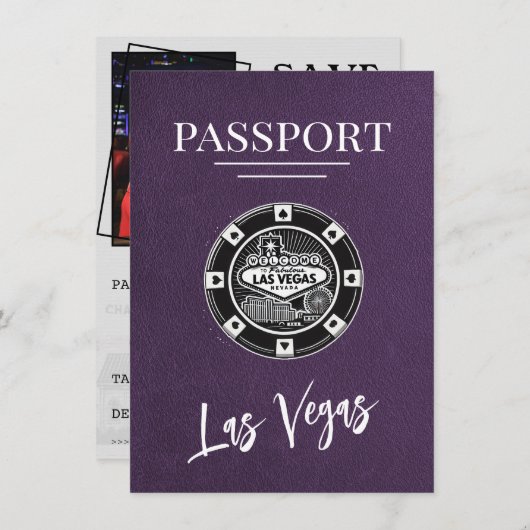 Violet Las Vegas Passport Save the Date (Vorne/Hinten)