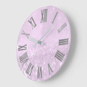 Violet Lavande Glitzer Gray Metallic römische Zahl Große Wanduhr (Winkel)