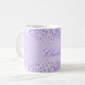 Violet Lavendel Glitzer Staubzw. Staubzettel Kaffeetasse (Vorderseite Links)