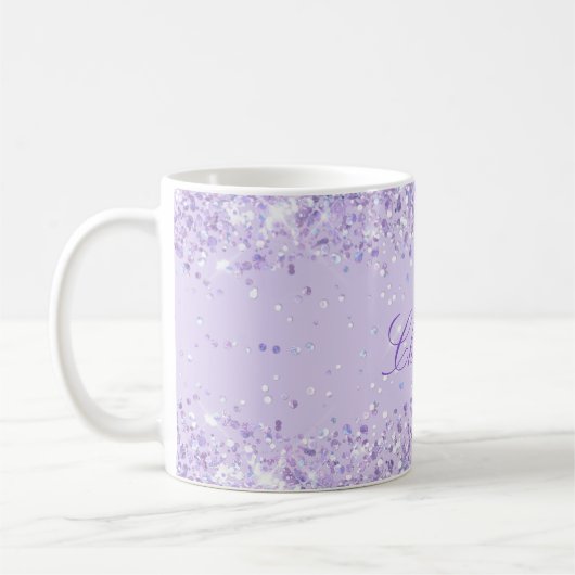 Violet Lavendel Glitzer Staubzw. Staubzettel Kaffeetasse (Links)