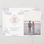 Violet Lavendel & Peach Foto Save the Date Einladung (Vorne/Hinten)