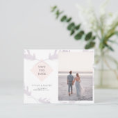 Violet Lavendel & Peach Foto Save the Date Postkarte (Stehend Vorderseite)