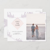 Violet Lavendel & Peach Foto Save the Date Postkarte (Vorne/Hinten)