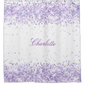 Violet Lavendel Weiße Konfetti Name elegant Duschvorhang (Vorderseite)