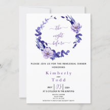 Violet & Lavender Floral Probe Dinner Invitati