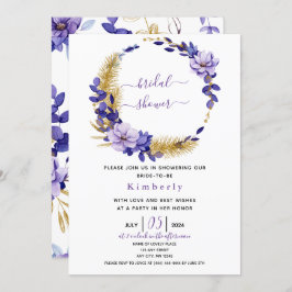 Violet Lavender & Gold Floral Brautparty Einladung