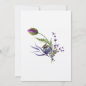Violet Lavender Poppy Wasserfarbe Blume Hochzeit Einladung (Rückseite)