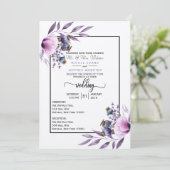 Violet Lavender Poppy Wasserfarbe Blume Hochzeit Einladung (Stehend Vorderseite)
