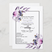 Violet Lavender Poppy Wasserfarbe Blume Hochzeit Einladung (Vorne/Hinten)