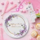Violet Lavender Poppy Wasserfarbe Blume Hochzeit Pappteller (Party)