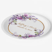 Violet Lavender Poppy Wasserfarbe Blume Hochzeit Pappteller (Schrägansicht)