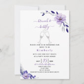 Violet Lavender & Silver Floral Bridal Brunch Einladung (Vorderseite)