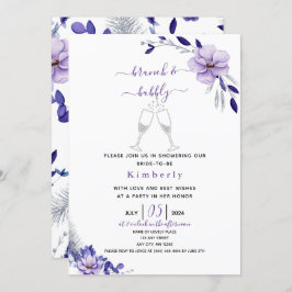 Violet Lavender & Silver Floral Bridal Brunch Einladung