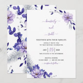 Violet Lavender & Silver Floral Wedding Einladung (Vorne/Hinten)