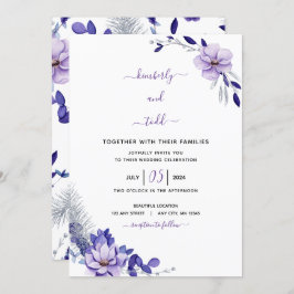 Violet Lavender & Silver Floral Wedding Einladung