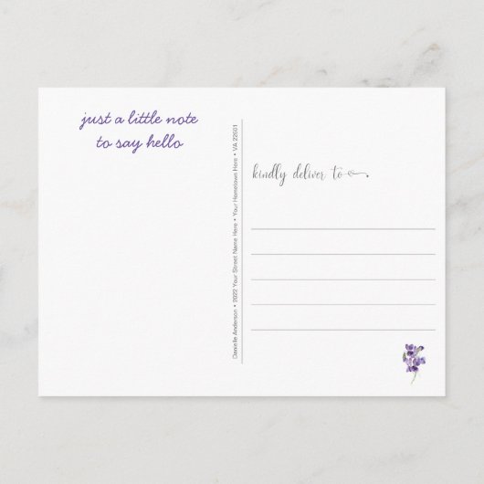 Violet Lemonade Denken Sie an Sie Postkarte (Rückseite)