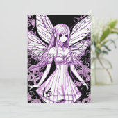 Violet Lila Anime Princess Sweet 16 Geburtstag Einladung (Stehend Vorderseite)