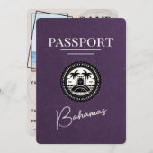 Violet Lila Bahamas Passport Save the Date (Vorne/Hinten)