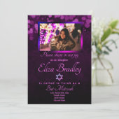 Violet, Lila Bat Mitzvah Einladung w/ Star von Dav (Stehend Vorderseite)