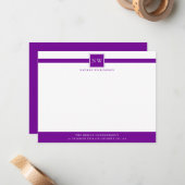 Violet Lila Berufliches Monogramm-Geschäft Mitteilungskarte (Vorderseite/Rückseite Beispiel)