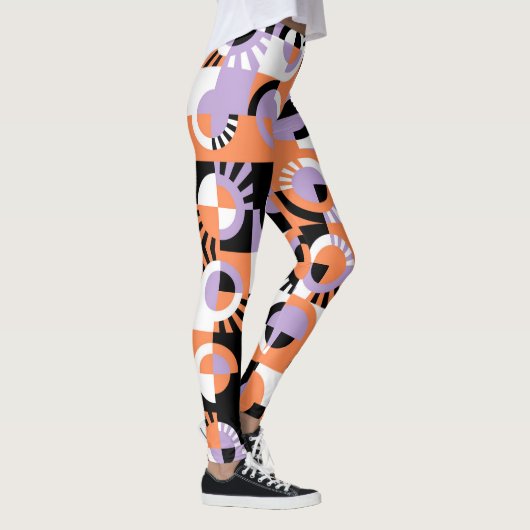 Violet Lila Black Orange Art Pattern Leggings (Rechts)