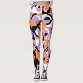 Violet Lila Black Orange Art Pattern Leggings (Vorderseite)
