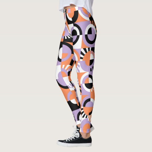 Violet Lila Black Orange Art Pattern Leggings (Links)