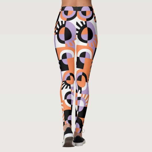 Violet Lila Black Orange Art Pattern Leggings (Rückseite)