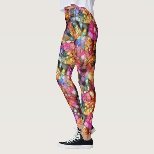 Violet Lila Blue Pink Black Bubbles Art Muster Leggings (Links)