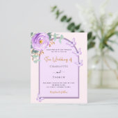 Violet lila Blumenbogen QR UAWG Budget Hochzeit (Stehend Vorderseite)