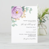 Violet lila Blumengrün QR Code UAWG wedding Einladung (Stehend Vorderseite)