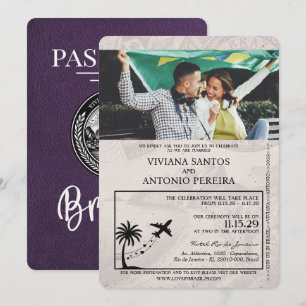 Violet Lila Brasilien Pass Hochzeitsempfang Einladung