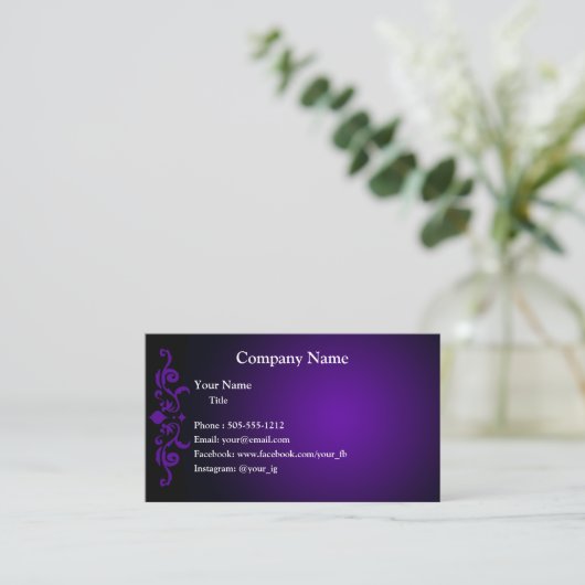 Violet Lila Damask Business Card Visitenkarte (Stehend Vorderseite)