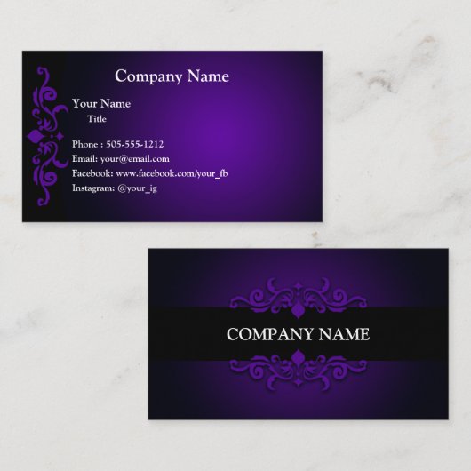 Violet Lila Damask Business Card Visitenkarte (Vorne/Hinten)